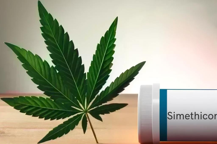 Cannabis und Simeticon (z.B. Gas-X, Mylicon, Sab Simplex, Lefax)